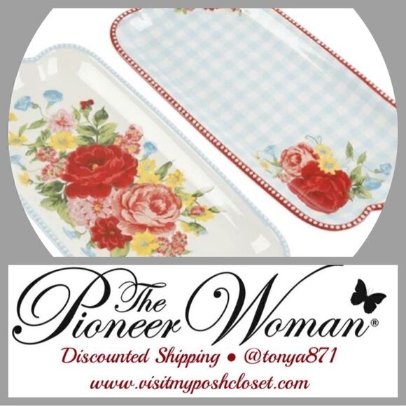 🦋 New Pioneer Woman Sweet Rose Serving Trays Set of 2 - Picture 3 of 9